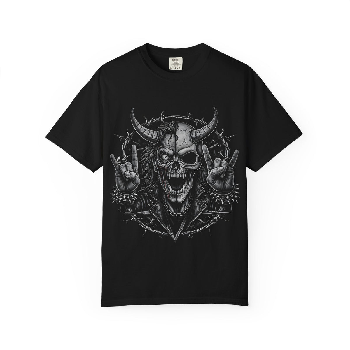 Demon Skull Rock T-Shirt — Heavy Metal Horns Graphic Tee