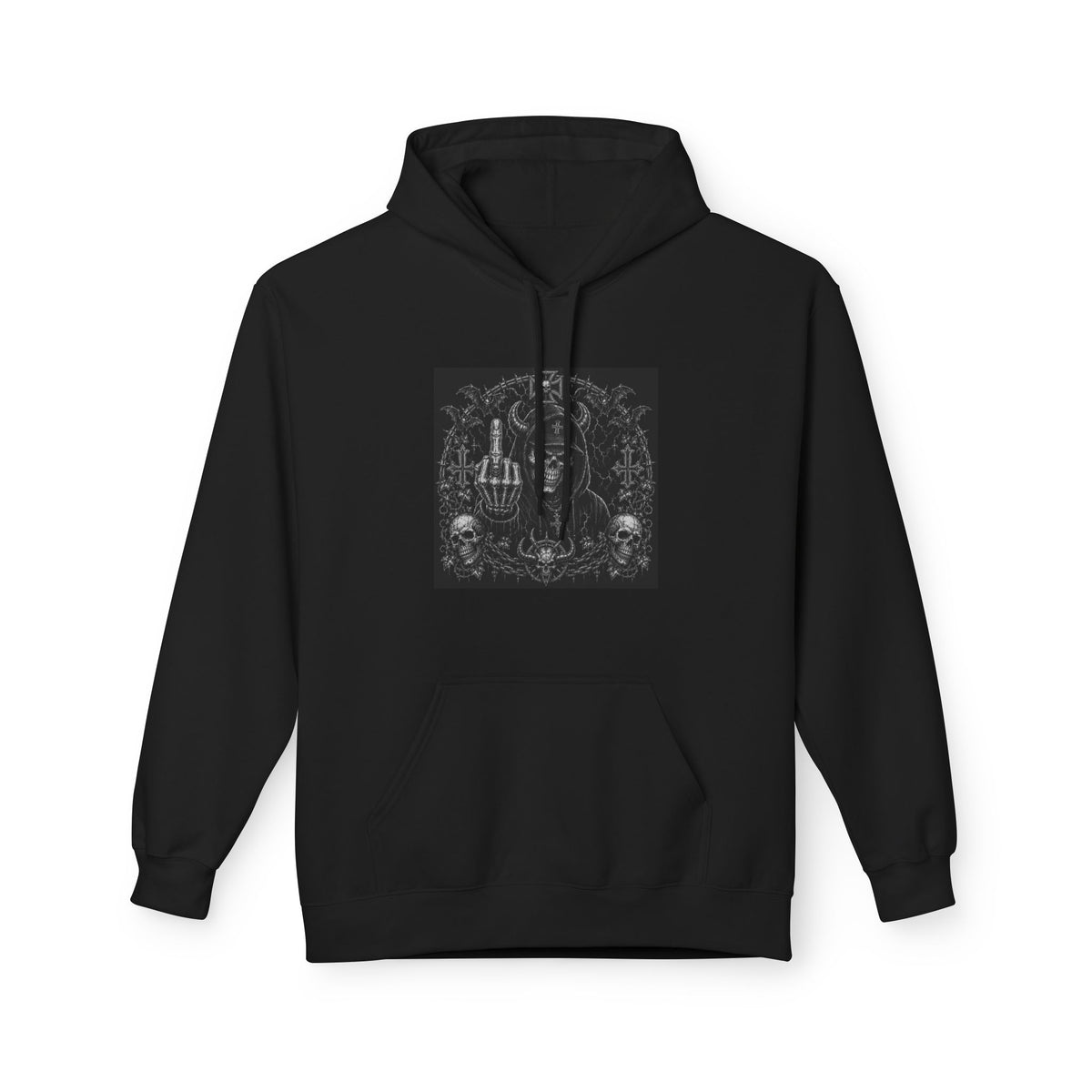 Gothic Skull Hoodie — Dark Black Gothic Skull Fleece