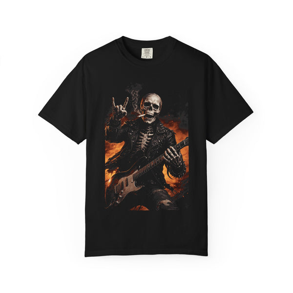 Skeleton Rock Guitarist Flames T-Shirt